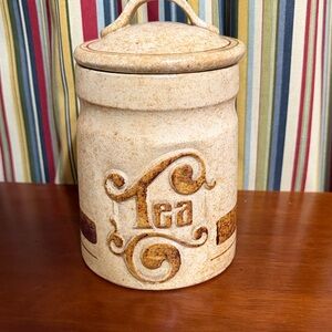 1970s Pottery Craft Treasure Stoneware Vintage Ceramic Tea Canister